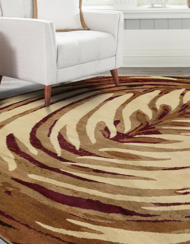 Beige 7' x 7' Cafe Octagon Area Rug 100% Polypropylene With Cotton Backing Modern Abstract Design Carpet for Home Living Room Dining Office Decor for Sale at Rug Engine