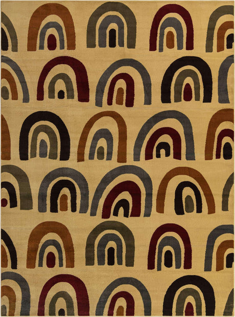 Cream 9' x 12' Cafe Rectangle Area Rug 100% Polypropylene With Cotton Backing Modern Abstract Design Carpet for Home Living Room Dining Office Decor for Sale at Rug Engine