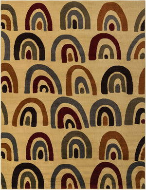 Cream 7' 10 x 10' Cafe Rectangle Area Rug 100% Polypropylene With Cotton Backing Modern Abstract Design Carpet for Home Living Room Dining Office Decor for Sale at Rug Engine