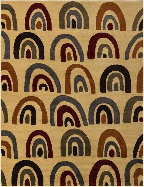 Cream 7' 10 x 10' Cafe Rectangle Area Rug 100% Polypropylene With Cotton Backing Modern Abstract Design Carpet for Home Living Room Dining Office Decor for Sale at Rug Engine