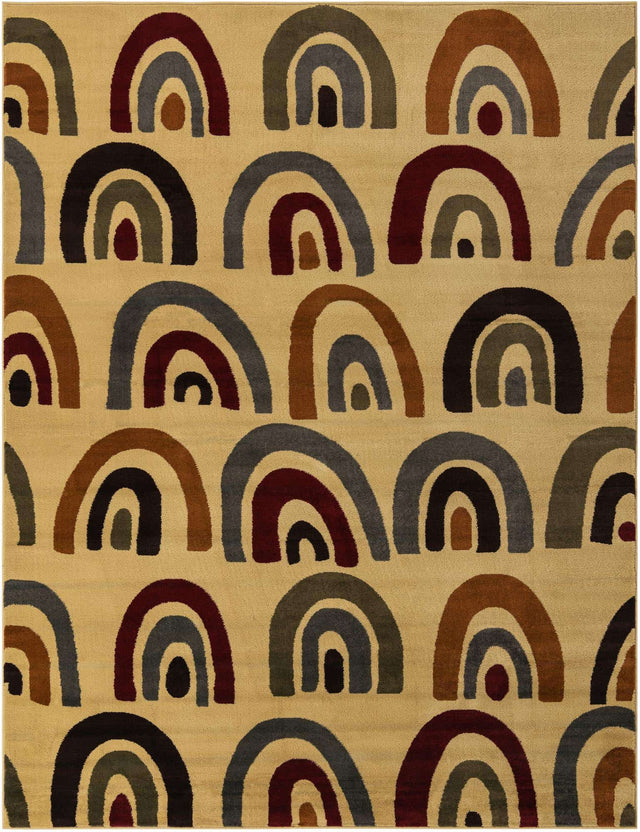 Cream 7' 10 x 10' Cafe Rectangle Area Rug 100% Polypropylene With Cotton Backing Modern Abstract Design Carpet for Home Living Room Dining Office Decor for Sale at Rug Engine