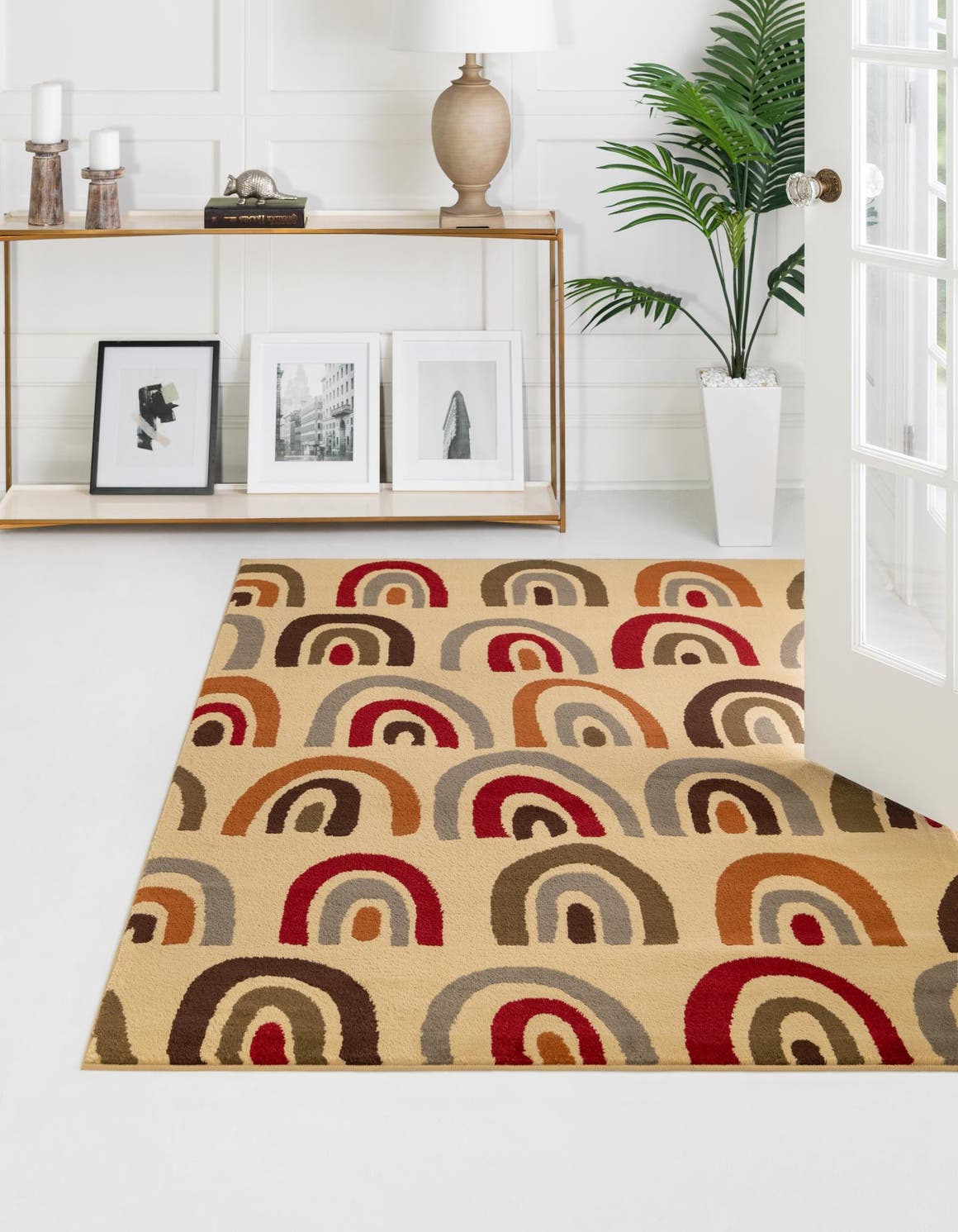 Cream 9' x 12' Cafe Rectangle Area Rug 100% Polypropylene With Cotton Backing Modern Abstract Design Carpet for Home Living Room Dining Office Decor for Sale at Rug Engine