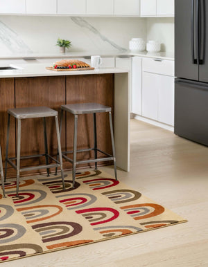 Cream 2' x 3' 1 Cafe Rectangle Area Rug 100% Polypropylene With Cotton Backing Modern Abstract Design Carpet for Home Living Room Dining Office Decor for Sale at Rug Engine