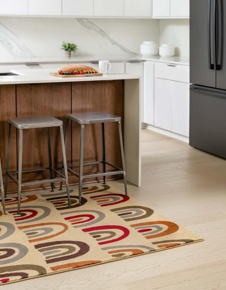 Cream 10' x 14' 1 Cafe Rectangle Area Rug 100% Polypropylene With Cotton Backing Modern Abstract Design Carpet for Home Living Room Dining Office Decor for Sale at Rug Engine