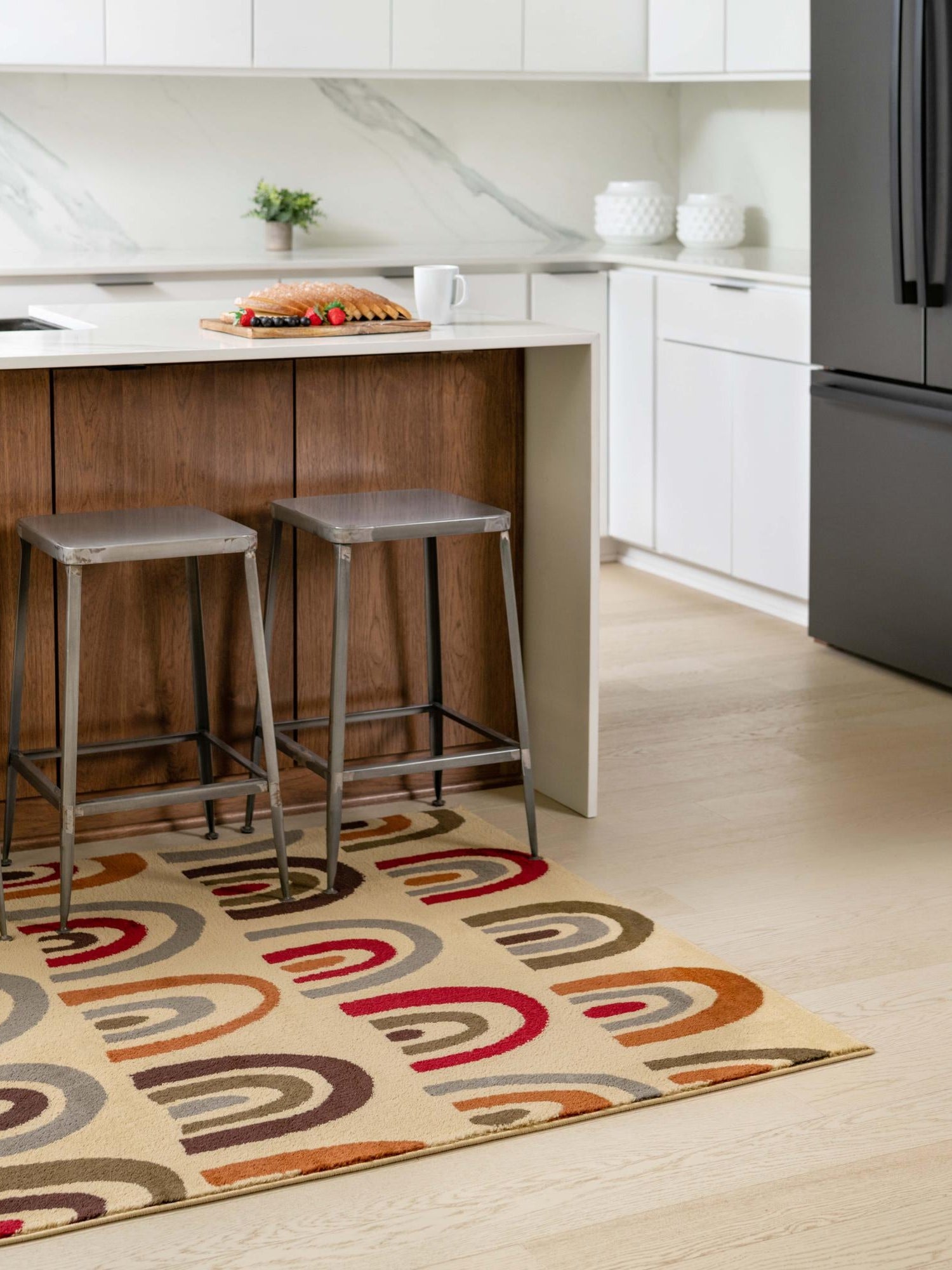 Cream 4' 1 x 6' 1 Cafe Rectangle Area Rug 100% Polypropylene With Cotton Backing Modern Abstract Design Carpet for Home Living Room Dining Office Decor for Sale at Rug Engine