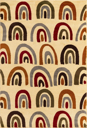 Cream 4' 1 x 6' 1 Cafe Rectangle Area Rug 100% Polypropylene With Cotton Backing Modern Abstract Design Carpet for Home Living Room Dining Office Decor for Sale at Rug Engine