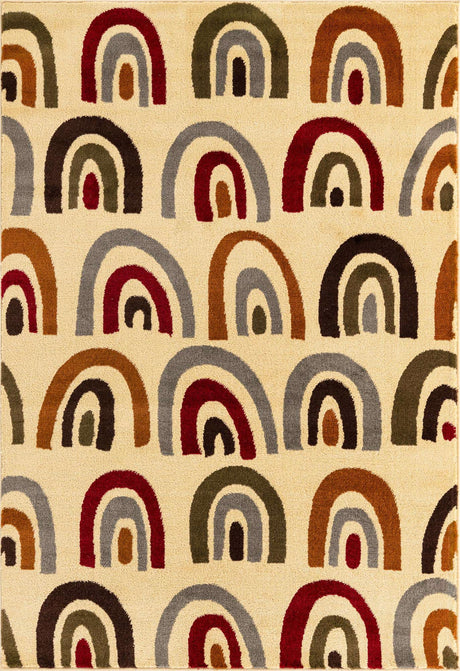 Cream 4' 1 x 6' 1 Cafe Rectangle Area Rug 100% Polypropylene With Cotton Backing Modern Abstract Design Carpet for Home Living Room Dining Office Decor for Sale at Rug Engine