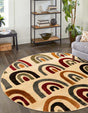 Cream 3' 1 x 3' 1 Cafe Round Area Rug 100% Polypropylene With Cotton Backing Modern Abstract Design Carpet for Home Living Room Dining Office Decor for Sale at Rug Engine