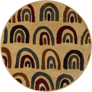Cream 3' 1 x 3' 1 Cafe Round Area Rug 100% Polypropylene With Cotton Backing Modern Abstract Design Carpet for Home Living Room Dining Office Decor for Sale at Rug Engine