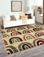Cream 7' 10 x 7' 10 Cafe Square Area Rug 100% Polypropylene With Cotton Backing Modern Abstract Design Carpet for Home Living Room Dining Office Decor for Sale at Rug Engine