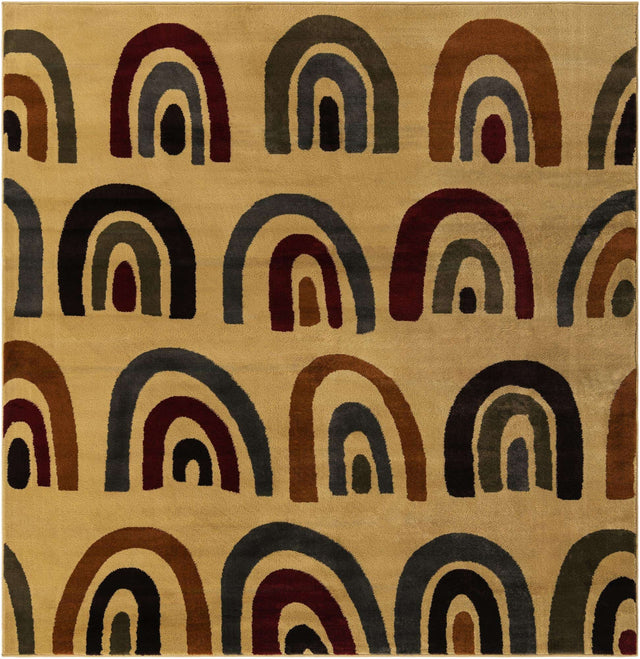 Cream 7' 10 x 7' 10 Cafe Square Area Rug 100% Polypropylene With Cotton Backing Modern Abstract Design Carpet for Home Living Room Dining Office Decor for Sale at Rug Engine