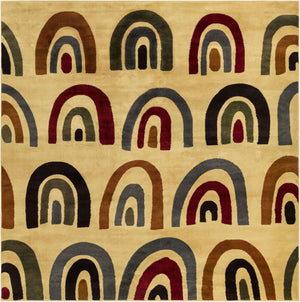 Cream 10' x 10' Cafe Square Area Rug 100% Polypropylene With Cotton Backing Modern Abstract Design Carpet for Home Living Room Dining Office Decor for Sale at Rug Engine