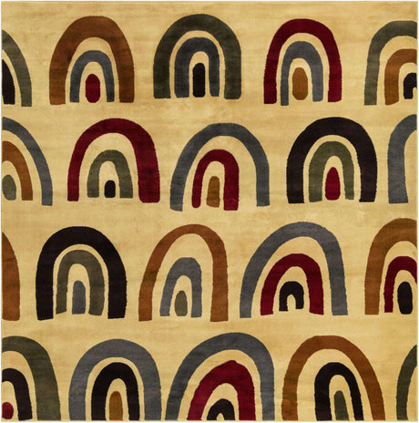 Cream 10' x 10' Cafe Square Area Rug 100% Polypropylene With Cotton Backing Modern Abstract Design Carpet for Home Living Room Dining Office Decor for Sale at Rug Engine