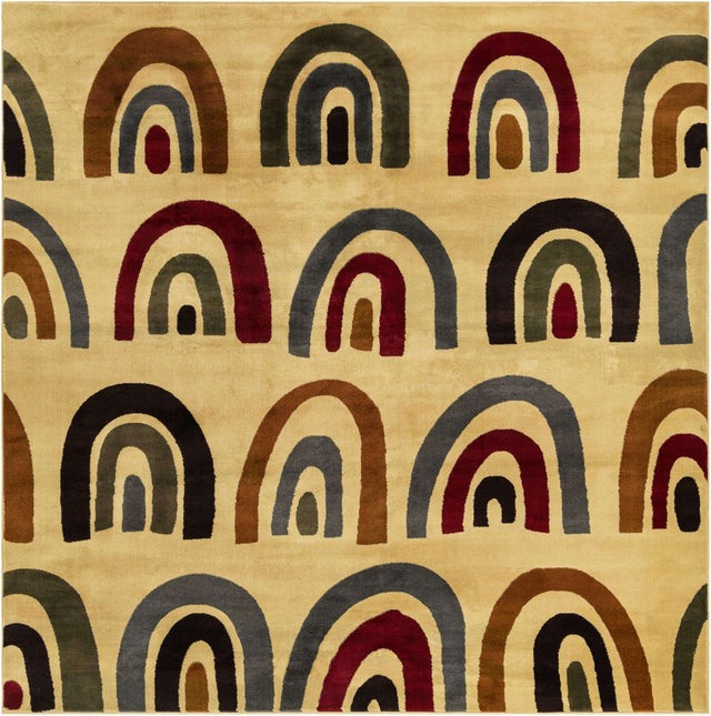 Cream 10' x 10' Cafe Square Area Rug 100% Polypropylene With Cotton Backing Modern Abstract Design Carpet for Home Living Room Dining Office Decor for Sale at Rug Engine