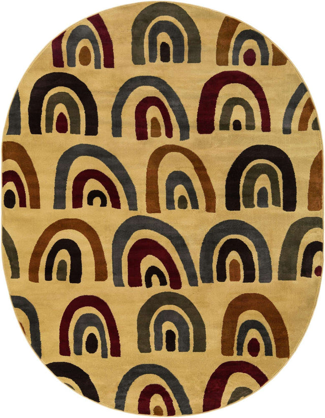 Cream 7' 10 x 10' Cafe Oval Area Rug 100% Polypropylene With Cotton Backing Modern Abstract Design Carpet for Home Living Room Dining Office Decor for Sale at Rug Engine