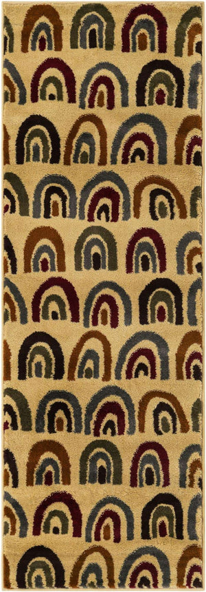 Cream 2' x 6' 1 Cafe Runner Area Rug 100% Polypropylene With Cotton Backing Modern Abstract Design Carpet for Home Living Room Dining Office Decor for Sale at Rug Engine