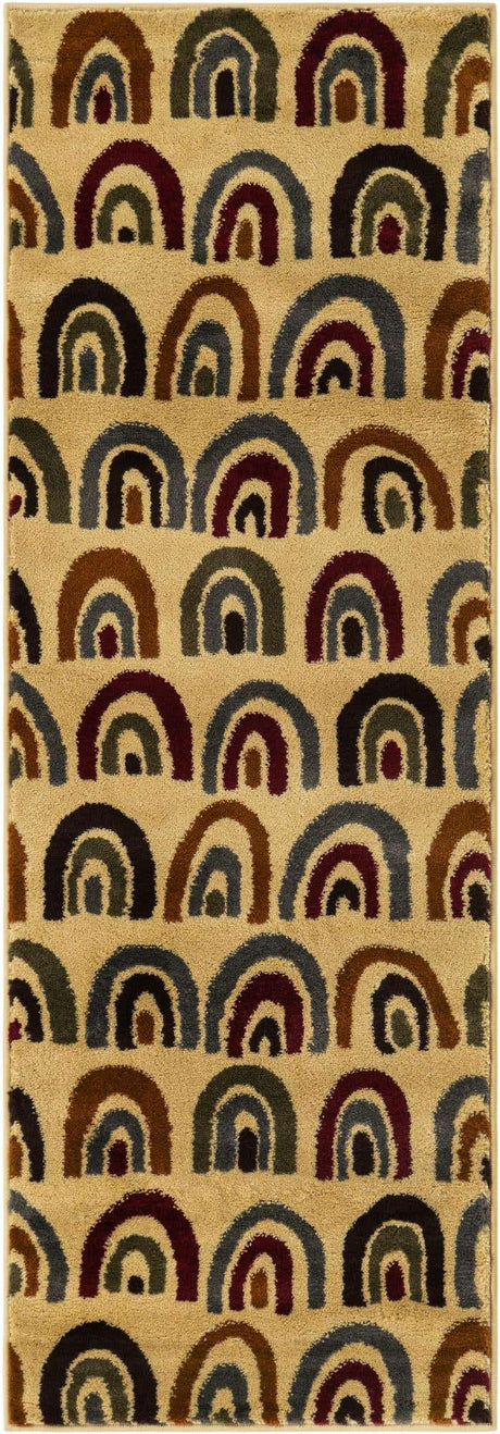 Cream 2' x 6' 1 Cafe Runner Area Rug 100% Polypropylene With Cotton Backing Modern Abstract Design Carpet for Home Living Room Dining Office Decor for Sale at Rug Engine