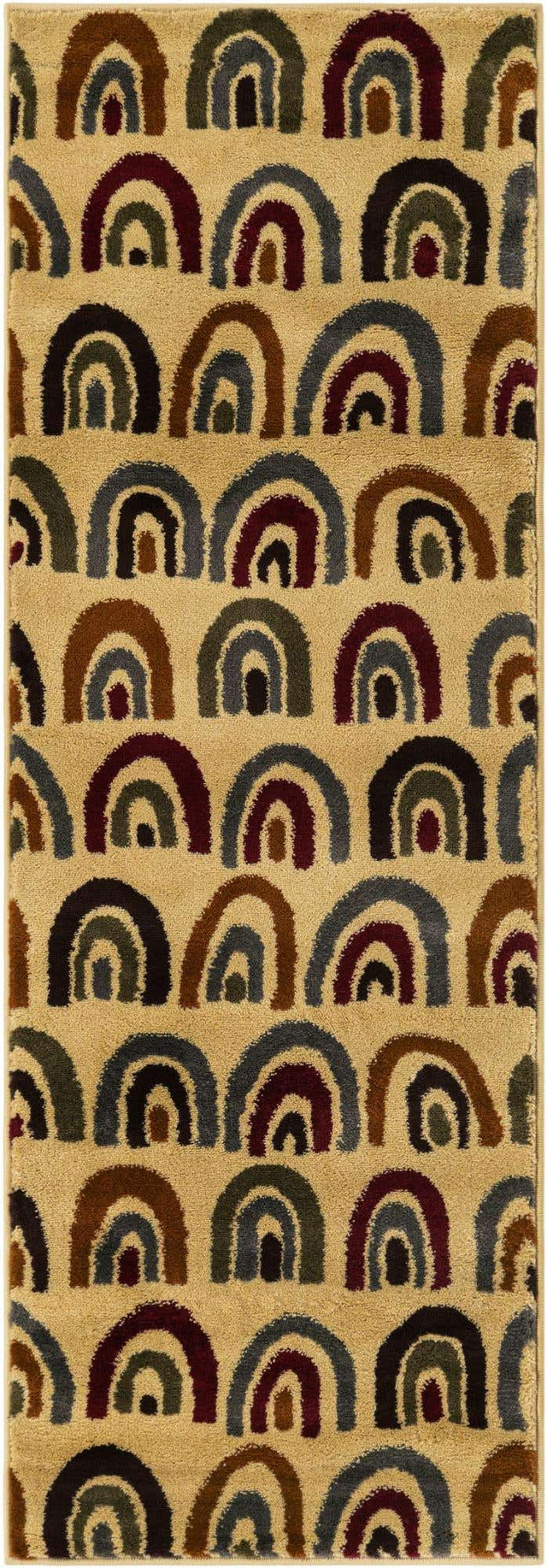Cream 2' x 6' 1 Cafe Runner Area Rug 100% Polypropylene With Cotton Backing Modern Abstract Design Carpet for Home Living Room Dining Office Decor for Sale at Rug Engine