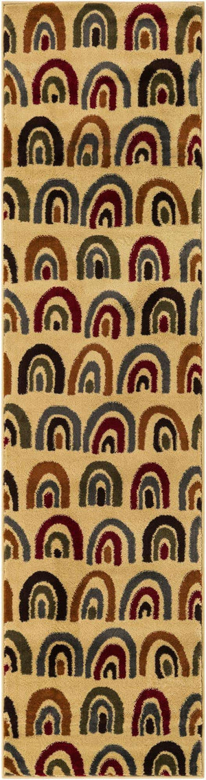 Cream 2' x 8' Cafe Runner Area Rug 100% Polypropylene With Cotton Backing Modern Abstract Design Carpet for Home Living Room Dining Office Decor for Sale at Rug Engine