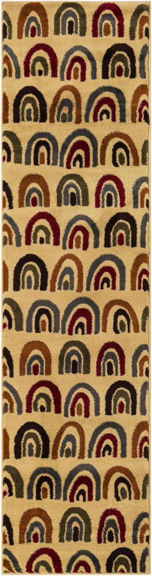Cream 2' x 8' Cafe Runner Area Rug 100% Polypropylene With Cotton Backing Modern Abstract Design Carpet for Home Living Room Dining Office Decor for Sale at Rug Engine