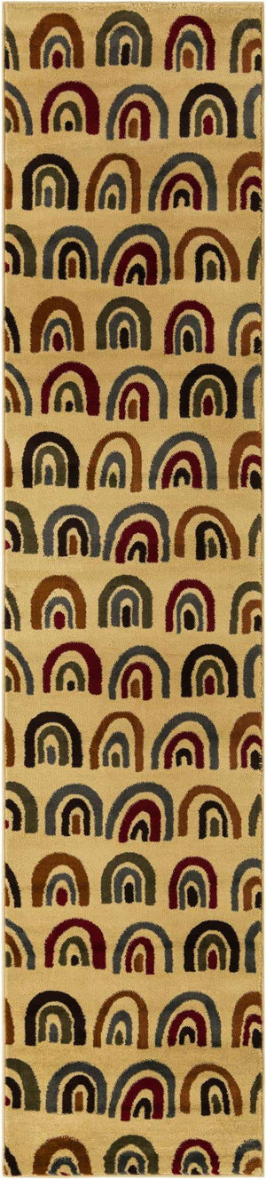 Cream 2' 7 x 12' Cafe Runner Area Rug 100% Polypropylene With Cotton Backing Modern Abstract Design Carpet for Home Living Room Dining Office Decor for Sale at Rug Engine