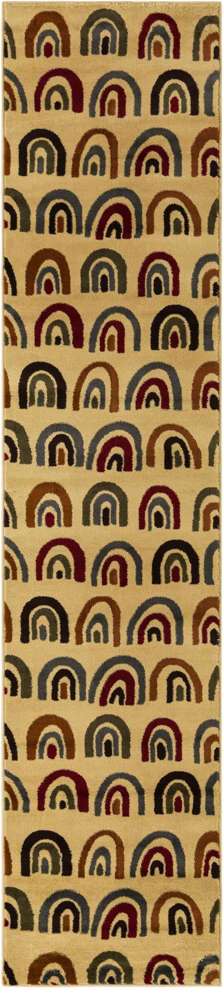 Cream 2' 7 x 12' Cafe Runner Area Rug 100% Polypropylene With Cotton Backing Modern Abstract Design Carpet for Home Living Room Dining Office Decor for Sale at Rug Engine