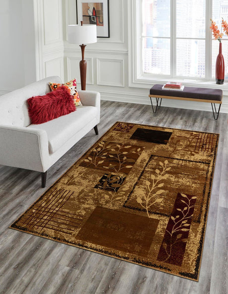 Beige 4' 1 x 6' 1 Cafe Rectangle Area Rug 100% Polypropylene With Cotton Backing Modern Abstract Design Carpet for Home Living Room Dining Office Decor for Sale at Rug Engine