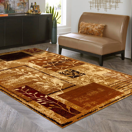 Beige 7' 10 x 10' Cafe Rectangle Area Rug 100% Polypropylene With Cotton Backing Modern Abstract Design Carpet for Home Living Room Dining Office Decor for Sale at Rug Engine
