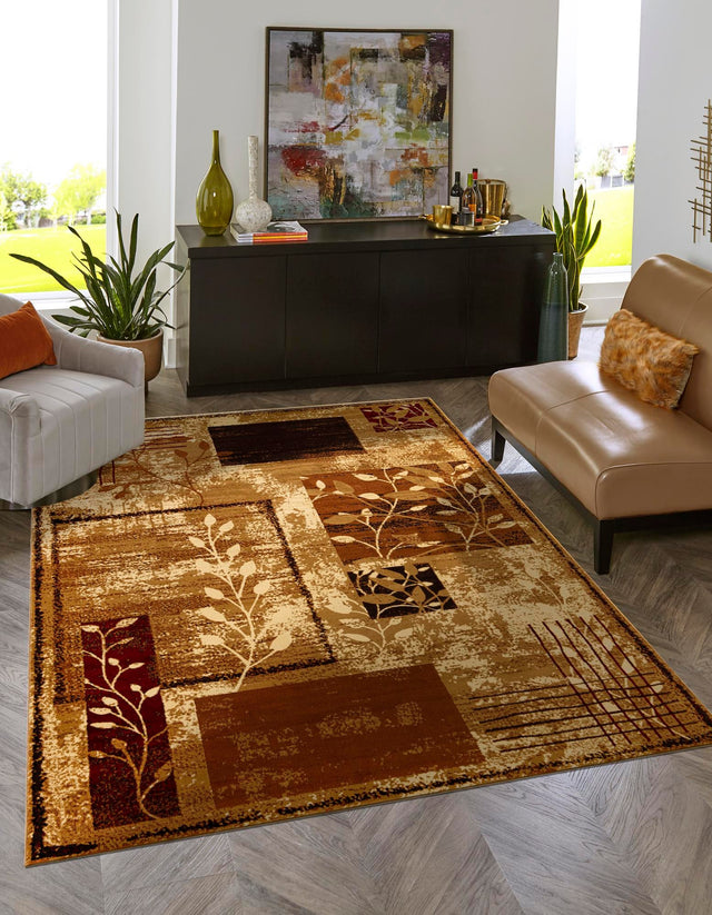 Beige 10' x 14' 1 Cafe Rectangle Area Rug 100% Polypropylene With Cotton Backing Modern Abstract Design Carpet for Home Living Room Dining Office Decor for Sale at Rug Engine