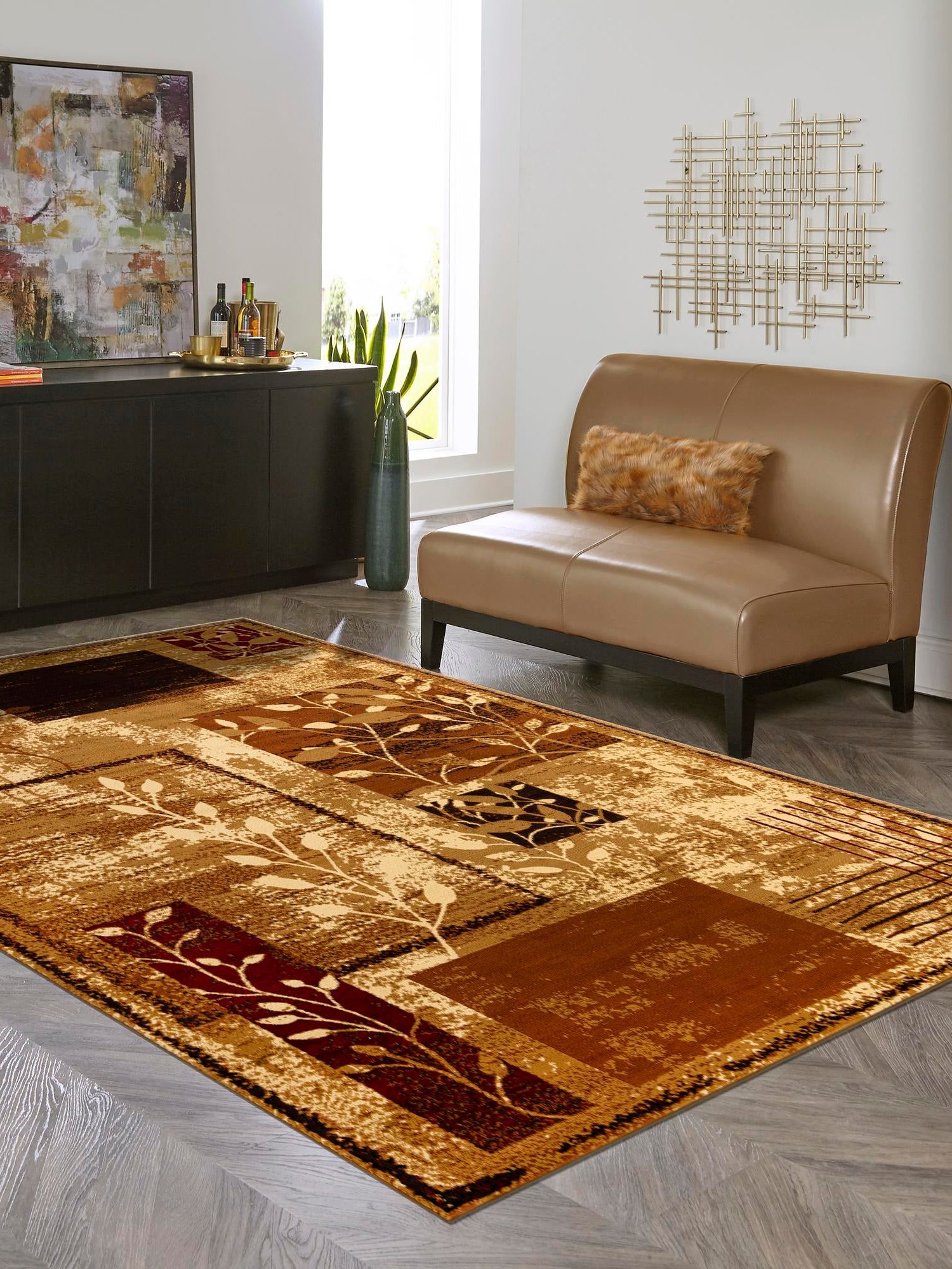 Beige 6' 1 x 9' Cafe Rectangle Area Rug 100% Polypropylene With Cotton Backing Modern Abstract Design Carpet for Home Living Room Dining Office Decor for Sale at Rug Engine