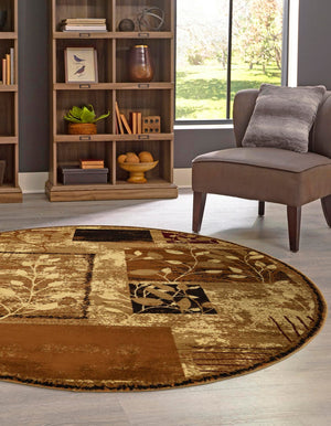 Beige 6' 1 x 6' 1 Cafe Round Area Rug 100% Polypropylene With Cotton Backing Modern Abstract Design Carpet for Home Living Room Dining Office Decor for Sale at Rug Engine