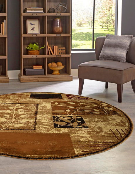 Beige 3' 1 x 3' 1 Cafe Round Area Rug 100% Polypropylene With Cotton Backing Modern Abstract Design Carpet for Home Living Room Dining Office Decor for Sale at Rug Engine