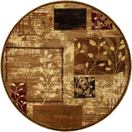 Beige 7' 1 x 7' 1 Cafe Round Area Rug 100% Polypropylene With Cotton Backing Modern Abstract Design Carpet for Home Living Room Dining Office Decor for Sale at Rug Engine