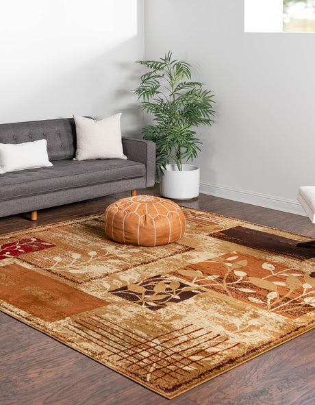 Beige 7' 10 x 7' 10 Cafe Square Area Rug 100% Polypropylene With Cotton Backing Modern Abstract Design Carpet for Home Living Room Dining Office Decor for Sale at Rug Engine