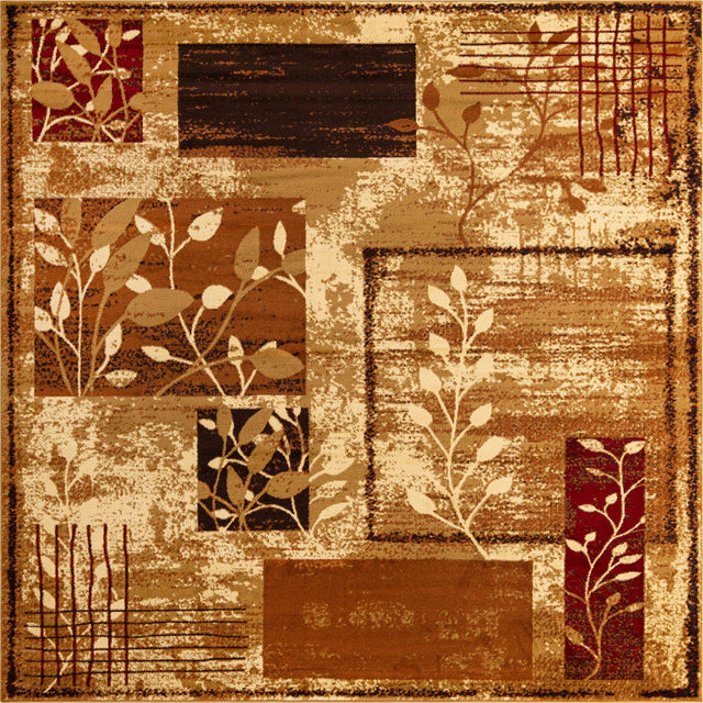 Beige 10' x 10' Cafe Square Area Rug 100% Polypropylene With Cotton Backing Modern Abstract Design Carpet for Home Living Room Dining Office Decor for Sale at Rug Engine