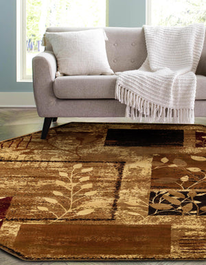 Beige 7' 1 x 7' 1 Cafe Octagon Area Rug 100% Polypropylene With Cotton Backing Modern Abstract Design Carpet for Home Living Room Dining Office Decor for Sale at Rug Engine