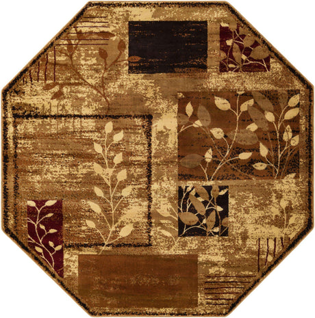 Beige 7' 1 x 7' 1 Cafe Octagon Area Rug 100% Polypropylene With Cotton Backing Modern Abstract Design Carpet for Home Living Room Dining Office Decor for Sale at Rug Engine