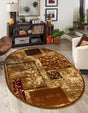 Beige 5' 3 x 8' Cafe Oval Area Rug 100% Polypropylene With Cotton Backing Modern Abstract Design Carpet for Home Living Room Dining Office Decor for Sale at Rug Engine