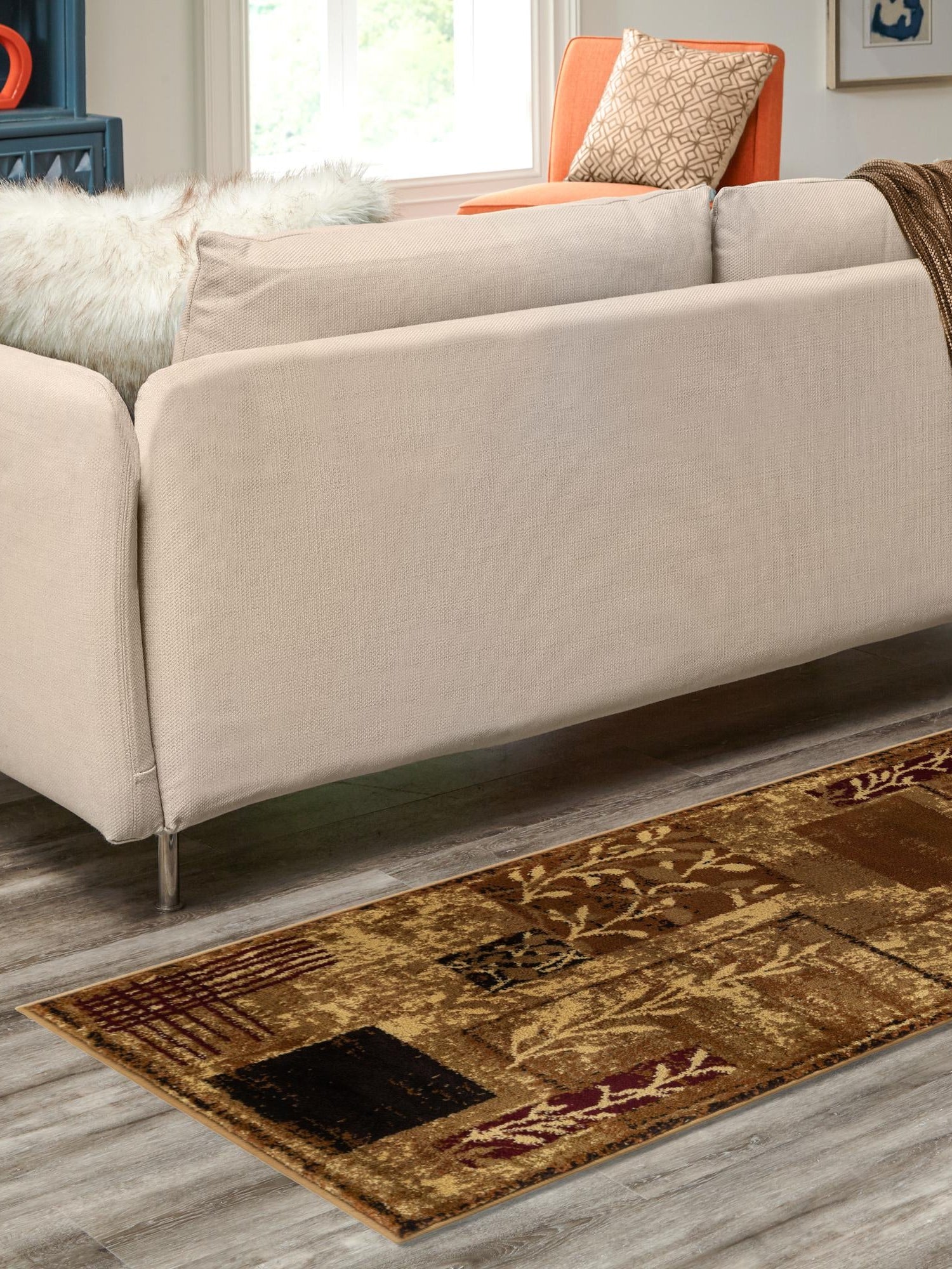 Beige 2' 7 x 12' Cafe Runner Area Rug 100% Polypropylene With Cotton Backing Modern Abstract Design Carpet for Home Living Room Dining Office Decor for Sale at Rug Engine