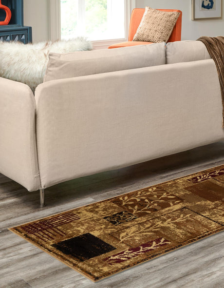 Beige 2' 7 x 12' Cafe Runner Area Rug 100% Polypropylene With Cotton Backing Modern Abstract Design Carpet for Home Living Room Dining Office Decor for Sale at Rug Engine