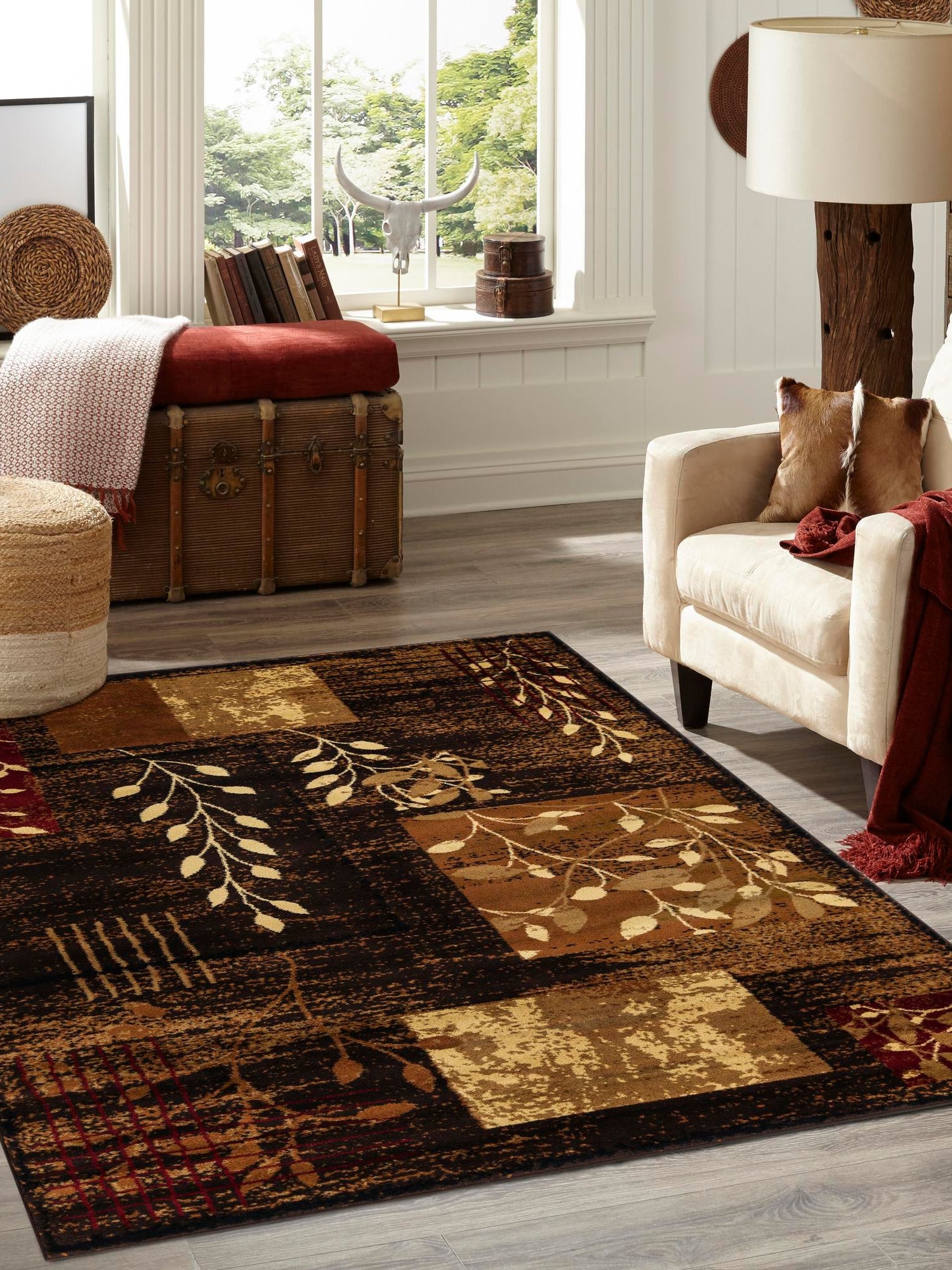 Brown 6' 1 x 9' Cafe Rectangle Area Rug 100% Polypropylene With Cotton Backing Modern Abstract Design Carpet for Home Living Room Dining Office Decor for Sale at Rug Engine