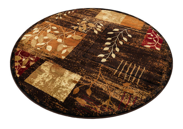 Brown 7' 1 x 7' 1 Cafe Round Area Rug 100% Polypropylene With Cotton Backing Modern Abstract Design Carpet for Home Living Room Dining Office Decor for Sale at Rug Engine