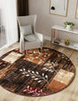 Brown 7' 10 x 7' 10 Cafe Round Area Rug 100% Polypropylene With Cotton Backing Modern Abstract Design Carpet for Home Living Room Dining Office Decor for Sale at Rug Engine