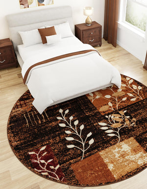 Brown 3' 1 x 3' 1 Cafe Round Area Rug 100% Polypropylene With Cotton Backing Modern Abstract Design Carpet for Home Living Room Dining Office Decor for Sale at Rug Engine