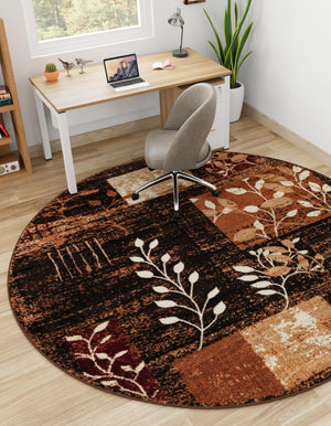 Brown 3' 1 x 3' 1 Cafe Round Area Rug 100% Polypropylene With Cotton Backing Modern Abstract Design Carpet for Home Living Room Dining Office Decor for Sale at Rug Engine