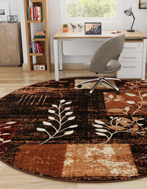 Brown 7' 10 x 7' 10 Cafe Round Area Rug 100% Polypropylene With Cotton Backing Modern Abstract Design Carpet for Home Living Room Dining Office Decor for Sale at Rug Engine