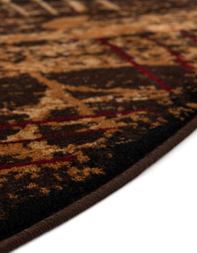 Brown 7' 1 x 7' 1 Cafe Round Area Rug 100% Polypropylene With Cotton Backing Modern Abstract Design Carpet for Home Living Room Dining Office Decor for Sale at Rug Engine
