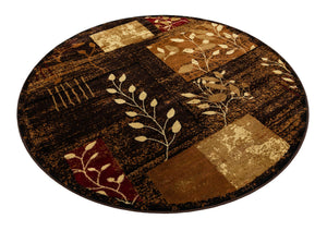 Brown 7' 1 x 7' 1 Cafe Round Area Rug 100% Polypropylene With Cotton Backing Modern Abstract Design Carpet for Home Living Room Dining Office Decor for Sale at Rug Engine