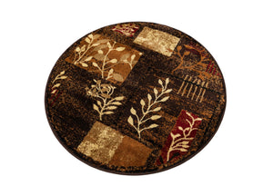 Brown 3' 1 x 3' 1 Cafe Round Area Rug 100% Polypropylene With Cotton Backing Modern Abstract Design Carpet for Home Living Room Dining Office Decor for Sale at Rug Engine
