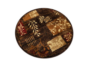 Brown 3' 1 x 3' 1 Cafe Round Area Rug 100% Polypropylene With Cotton Backing Modern Abstract Design Carpet for Home Living Room Dining Office Decor for Sale at Rug Engine